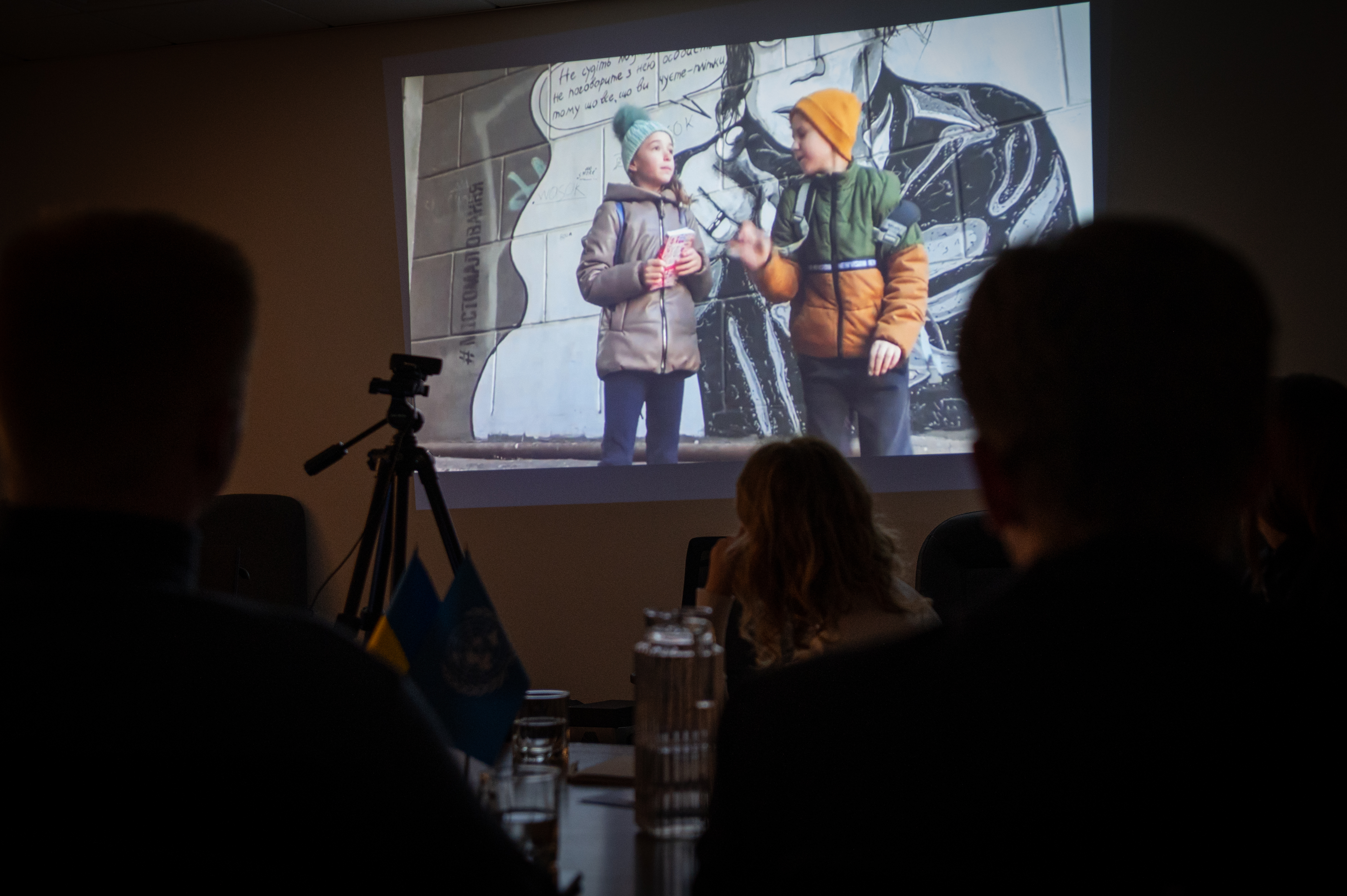 Screening of the videos at the HRMMU office in Kyiv. Credit: OHCHR