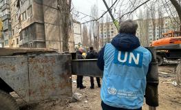 A Mission member on the site of the attack