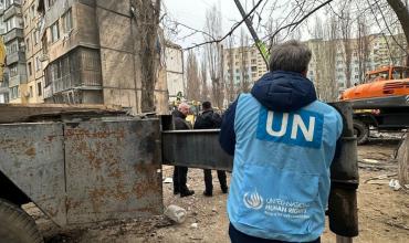 A Mission member on the site of the attack